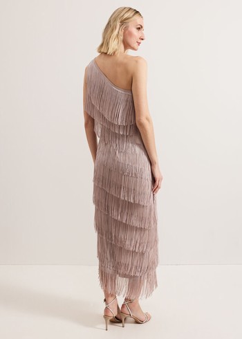 Phase Eight Amity Fringe Dress Pink USA | 1209865-MH